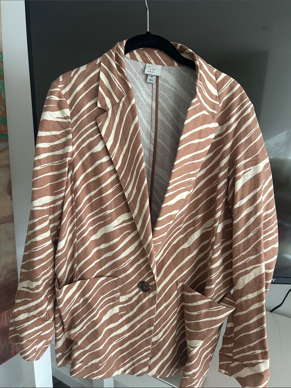 a new day Brown and Cream Zebra-Print Blazer Jacket